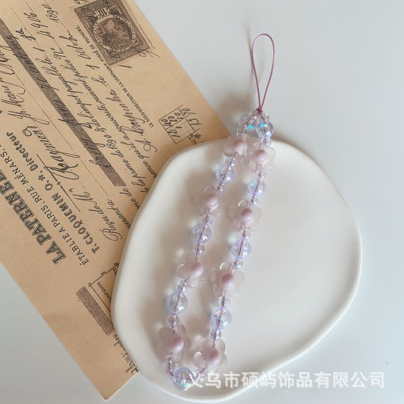 Amazon Venta caliente oso flor arco cuentas Cadena de teléfono móvil con cuentas AB color mariposa anti-perdido Cordón de teléfono móvil