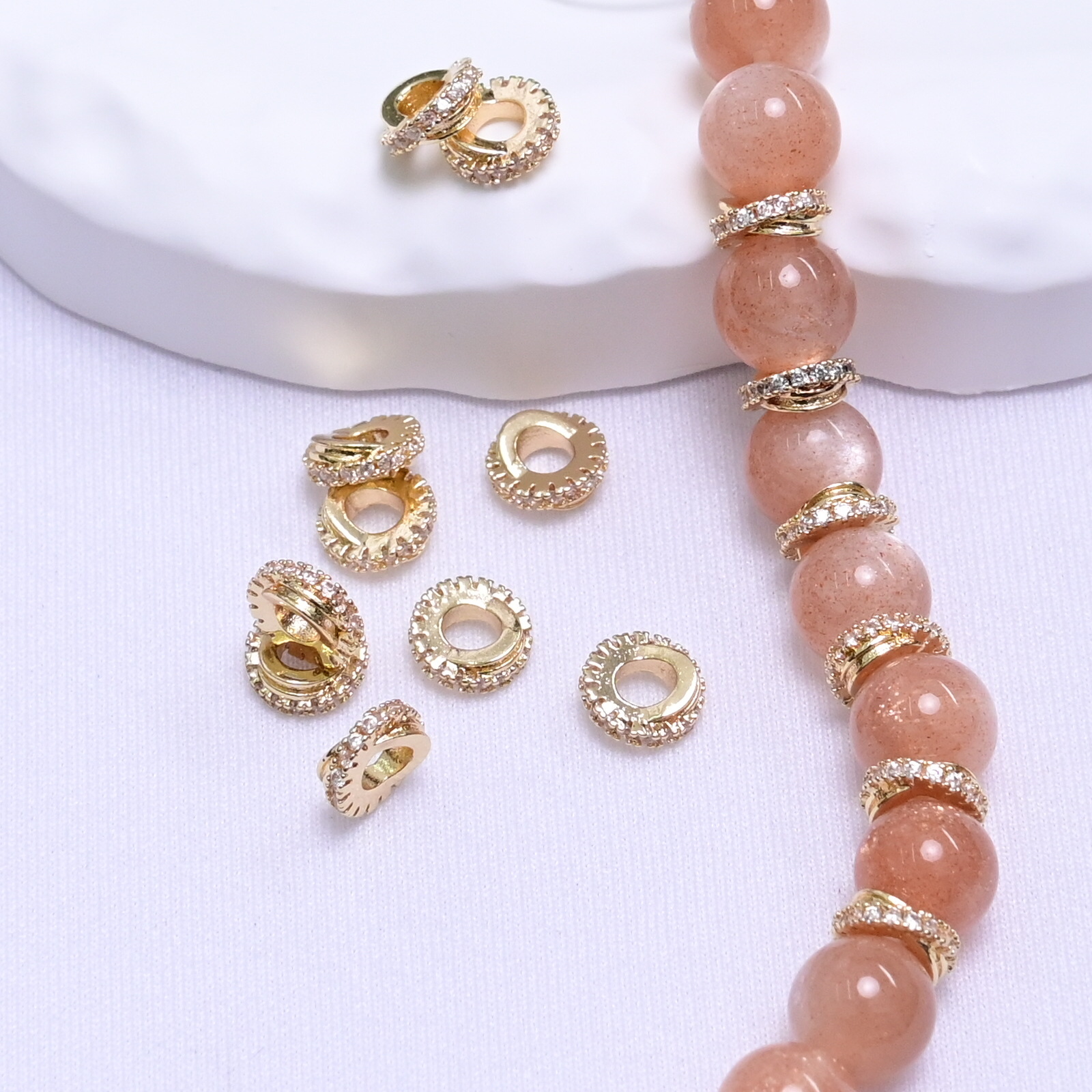 color retention 14k gilded spacer inlaid zircon baroque style spacer beads bracelet ornament diy bracelet string beads accessories hoop