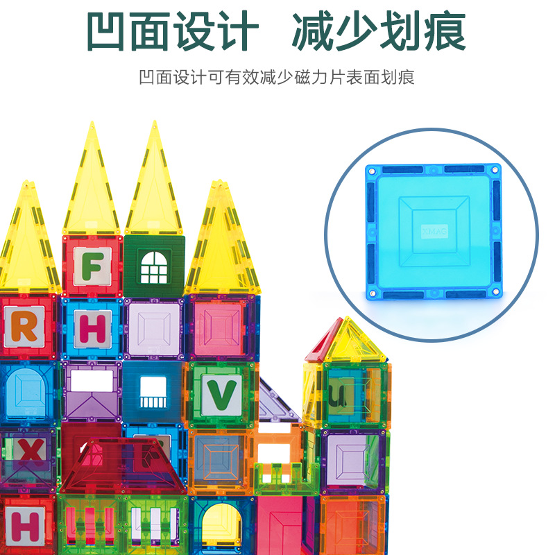 Children's Three-dimensional Building Putable Building Blocks Large Particles Building Houses Assembled Magnetic Toy Set Color Window Magnetic Film