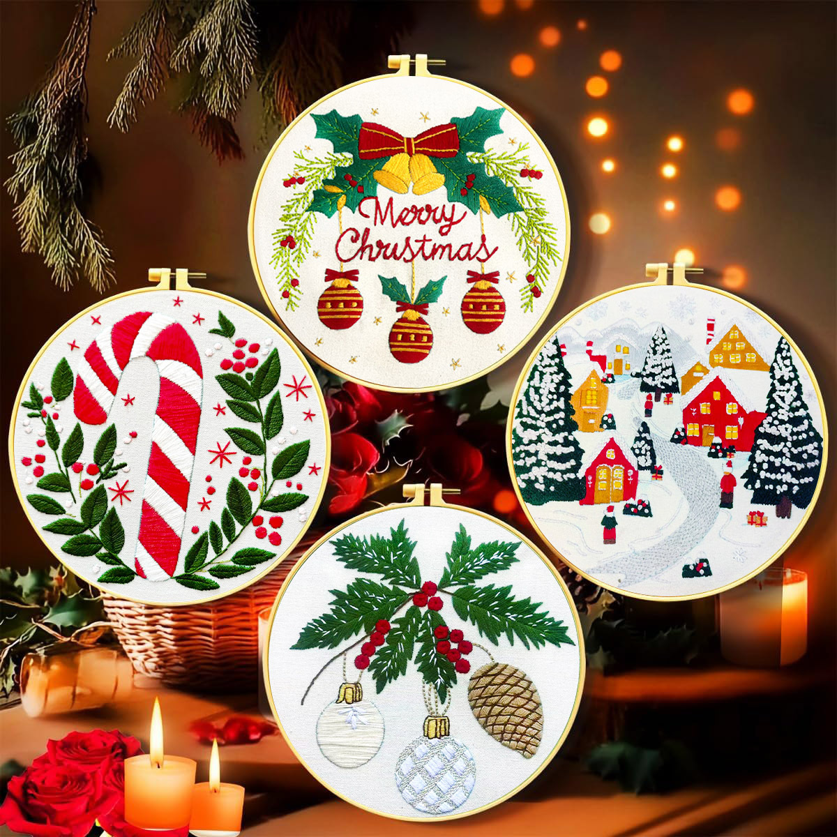 Bolsas de materiales de bordado transfronterizas explosivas de Navidad dos algodón de alta calidad bordado fábrica de decoración del hogar al por mayor