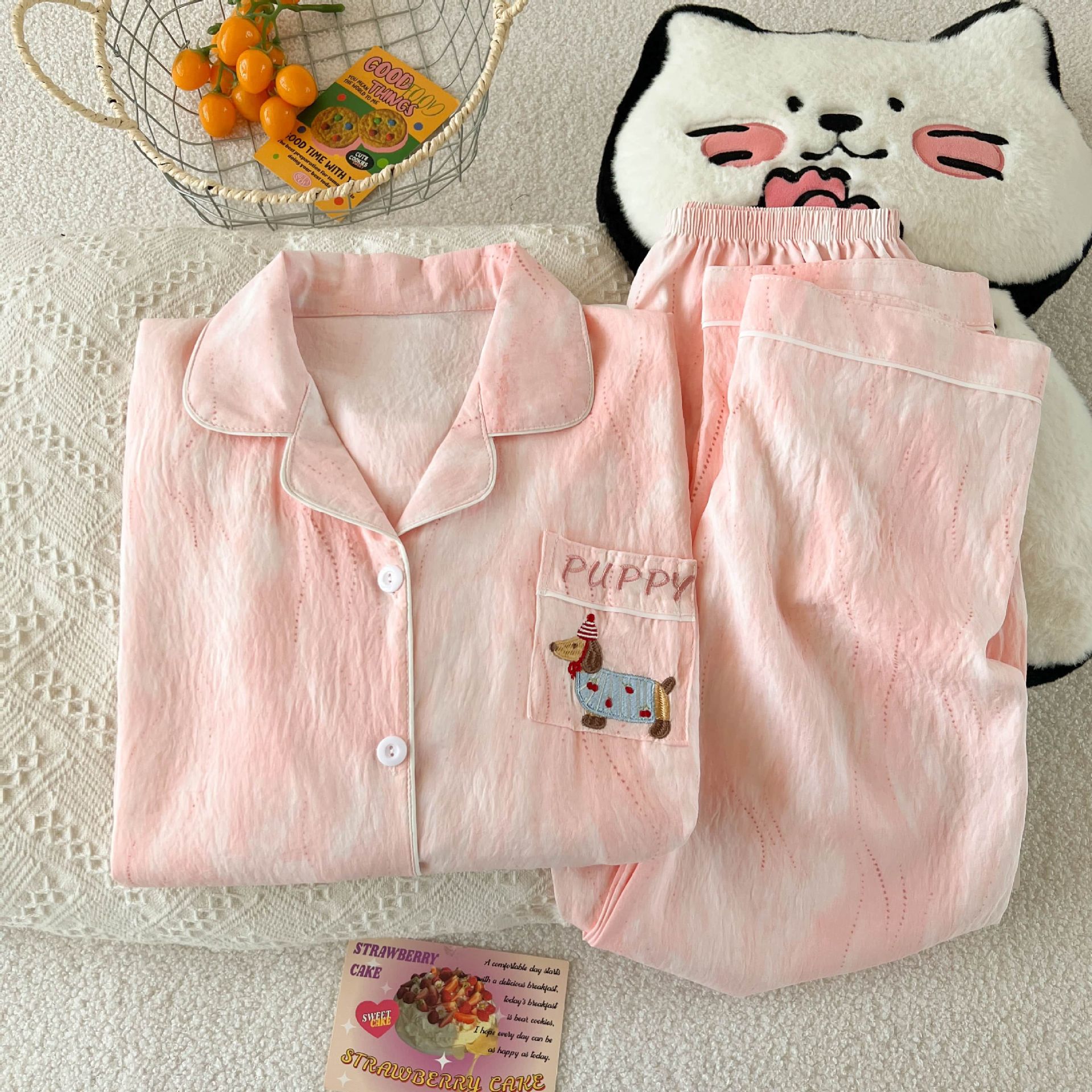 Al por mayor transfronterizo primavera y otoño 2026 nuevo pijama de mujer dibujos animados nubes dulces cardigan de algodón mangas largas pantalones largos cubierta de ropa para el hogar image 24