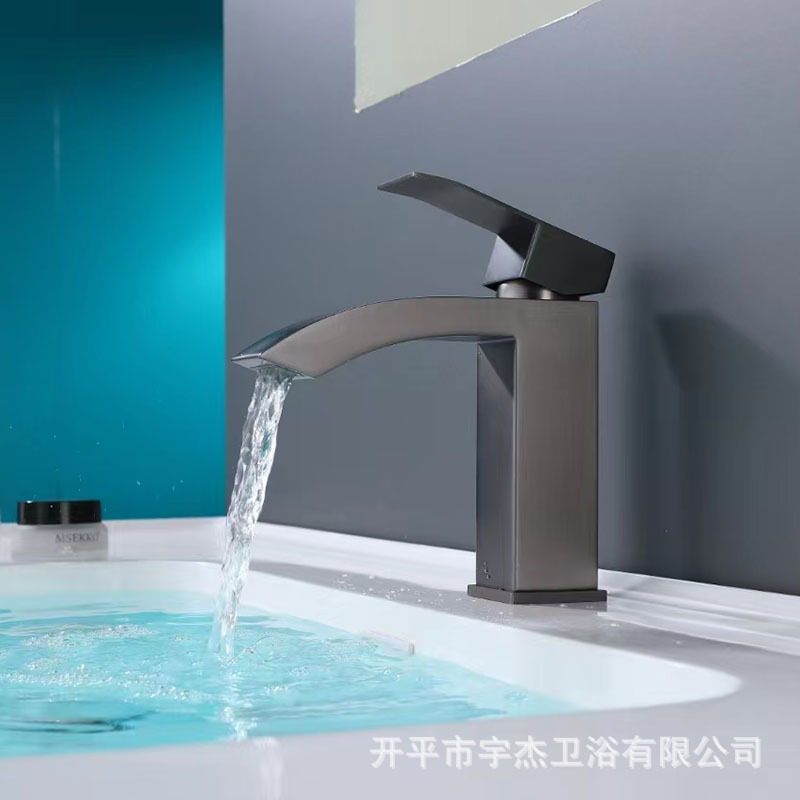 Cross-border square 304 stainless steel cold and hot washbasin faucet washbasin bathroom toilet waterfall faucet full figure