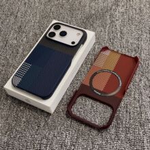 适用iPhone17pro手机壳磁吸凯夫拉纹碳纤维苹果16半包磨砂保护套