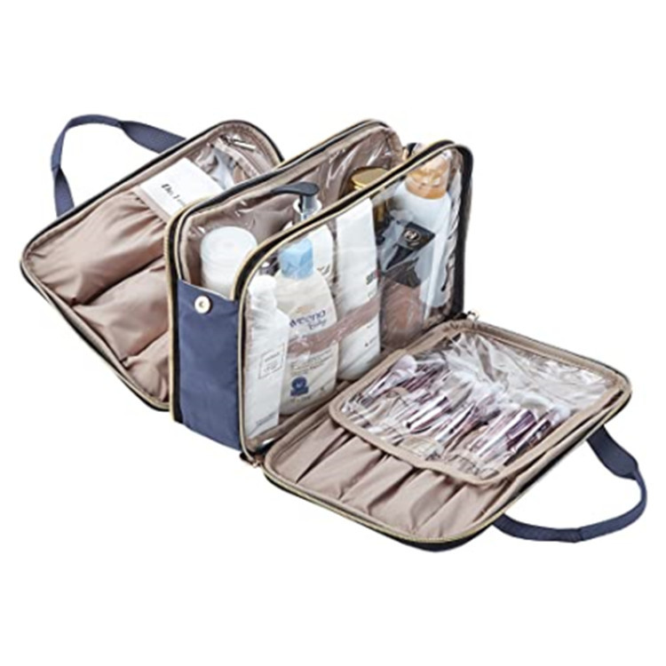 Reise-Kulturbeutel, tragbarer Make-up-Organizer, Stand-Kosmetiktasche, Reise-Kosmetiketui für Toilettenartikel in Reisegröße, Ägäisblau, stilvoll_voghion.com