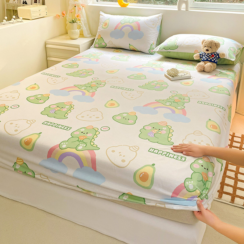 Nuevo estilo de sábana de algodón de una sola pieza de algodón colchón protector funda de cama sábana funda de cama de tres piezas verano 2024 nuevo estilo