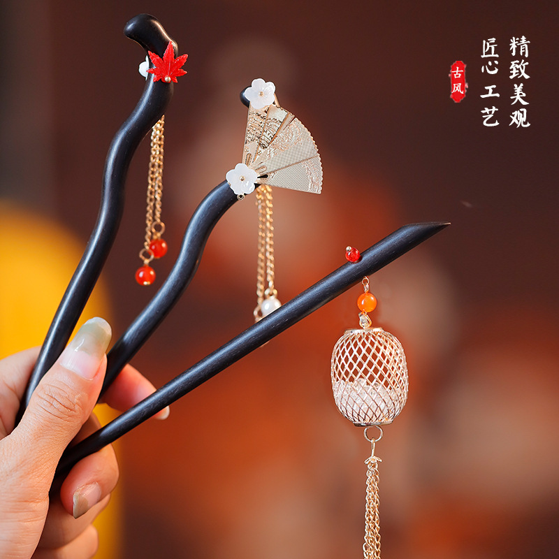 好货 新中式黑檀木发饰挽发发簪旗袍马面裙簪子复古宫廷气质配饰