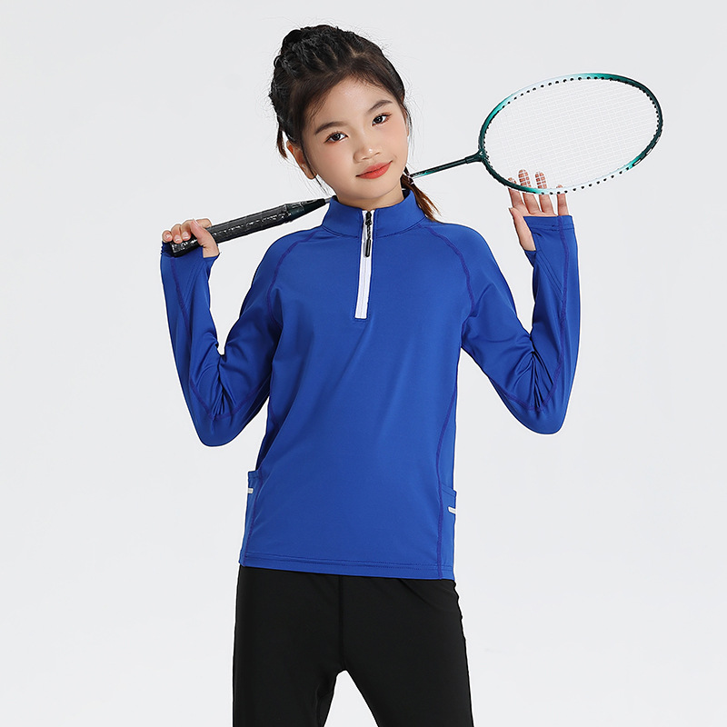 Otoño e invierno al aire libre de los hombres y las mujeres del collar del soporte media cremallera de secado rápido ropa de manga larga Club adulto ropa de tenis en stock impreso