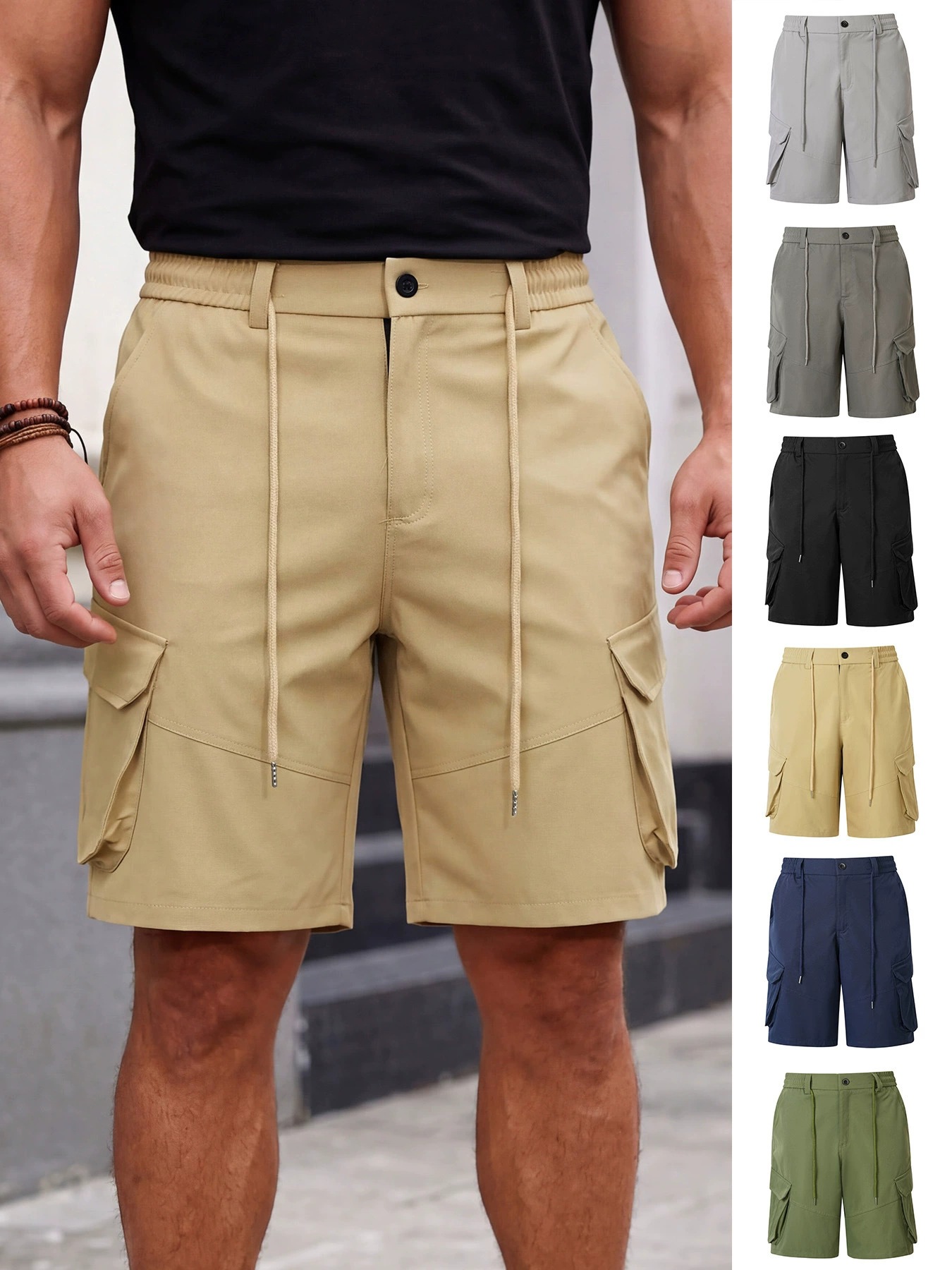 Men's Summer Cargo Shorts Thin Five Point Pants Multi Pocket Loose Casual Source_viptrois.com