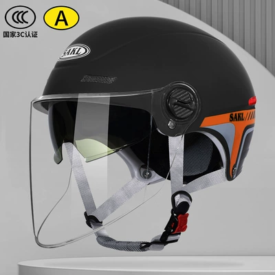 Motorcycle Helmet Female Electric Car Cute Summer Sun Protection 3C Certified Cycling Men's Battery Car Half Helmet Breathable Style (Motosiklet kaskı (dəbilqə)) - new-national-standard-category-a-double-mirror-matte-black-2