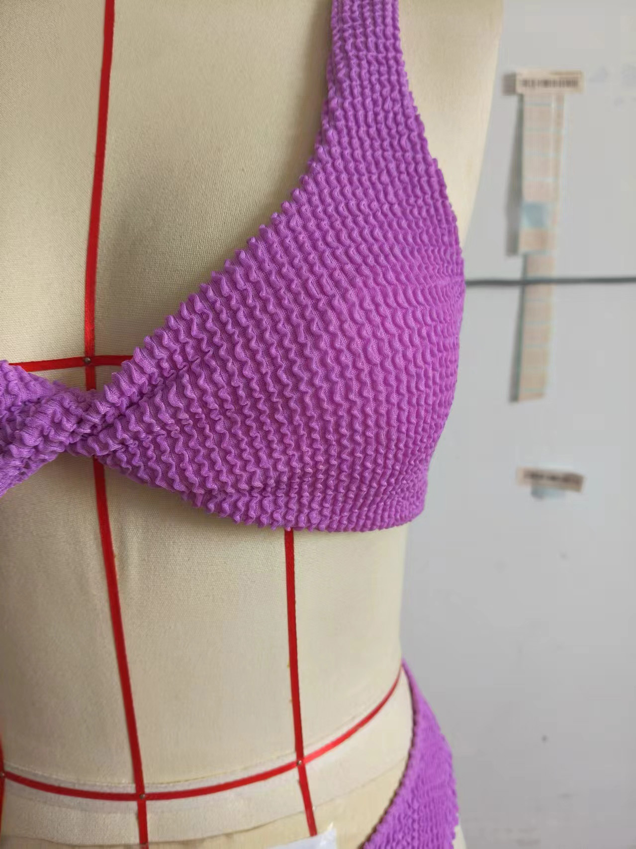 Bikini set dam hög midja med halterneck triangel överdel_voghion.com