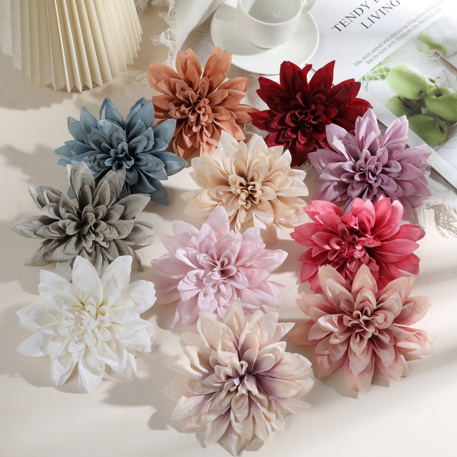 12厘米仿真花大丽菊花头绢花diy手工汉服头饰发夹欧式复古假花