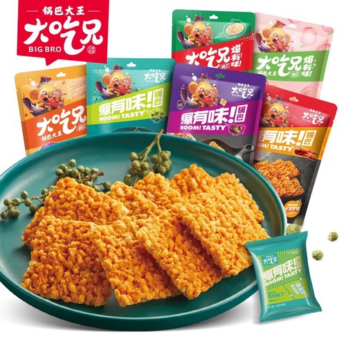 Liangyue Big Brother Glutinous Rice Crackers, Flavorfully Explosive—132g Packaged, Featuring Spicy Crawfish & Sichuan Pepper Flavor—A Viral Sensation in the World of Snacks and Casual Foods