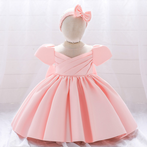 Children's Dress Princess Skirt 2024 New Women's European and American Flower Child Wedding Catwalk Performance Baby First Birthday Dress