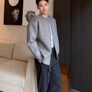 Wholesale Retro Trendy Button Design Cardigan Men's Sweater Popular Round Neck Sweater Jacket Men's Loose Casual