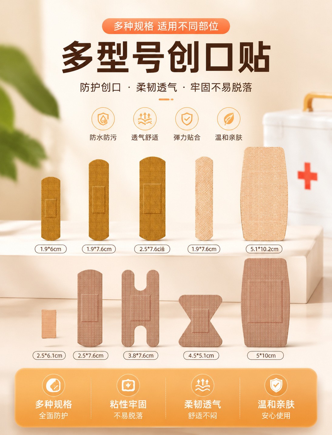 High Elastic Waterproof Breathable Adhesive Bandage Cotton Thickened Wound Plaster Custom Anti Friction Heel Patch overview