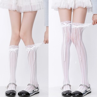 Summer Mesh Cut Out Lace Lolita Calf Socks Retro French Ballet Style Over-The-Knee Socks Mary Jane Socks