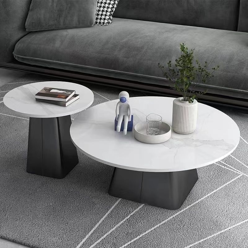 Luz y lujo moderno mesa de té redonda de tabla de roca sala de estar casa pequeña mesa de té redonda mesa de estudio