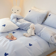 It's so cute | Genuine Disney 100% cotton washed cotton embroidered four-piece set spring and summer pure cotton Mickey