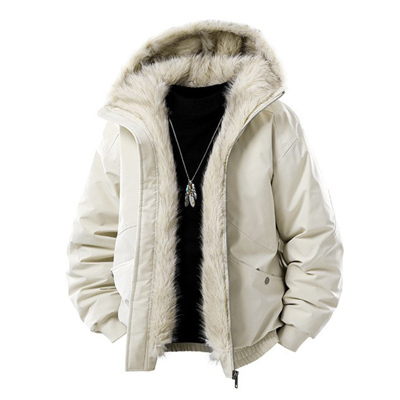 Nasa American Style down Cotton Jacket for Men, New Winter Men's Cotton Coat with Fleece Lining and Thickened Cotton Padded Jacket for Men