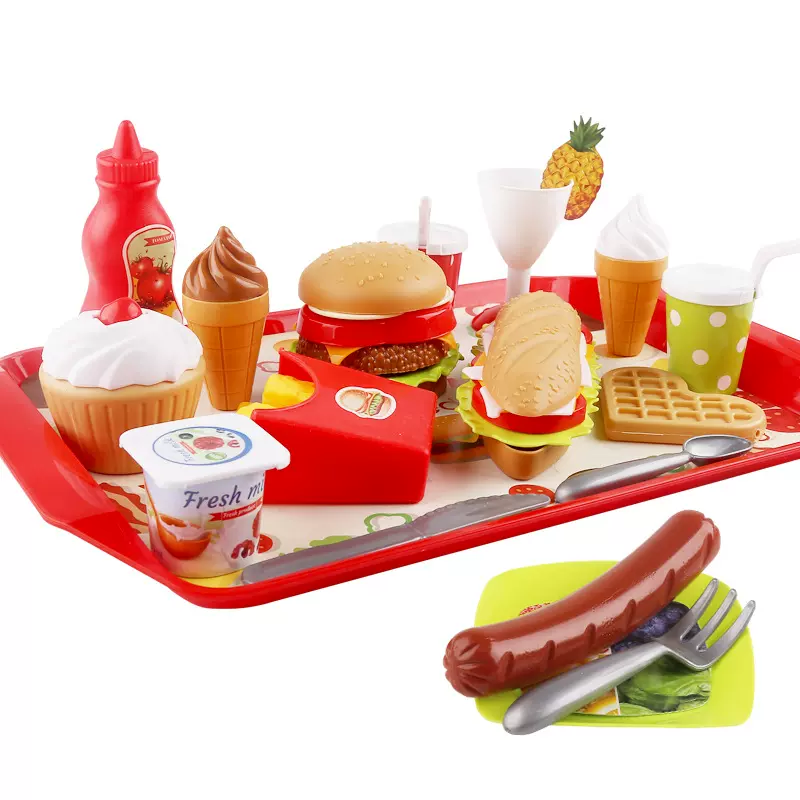 儿童过家家益智组合仿真DIY组装玩具套装汉堡热狗薯条搭配叠叠乐