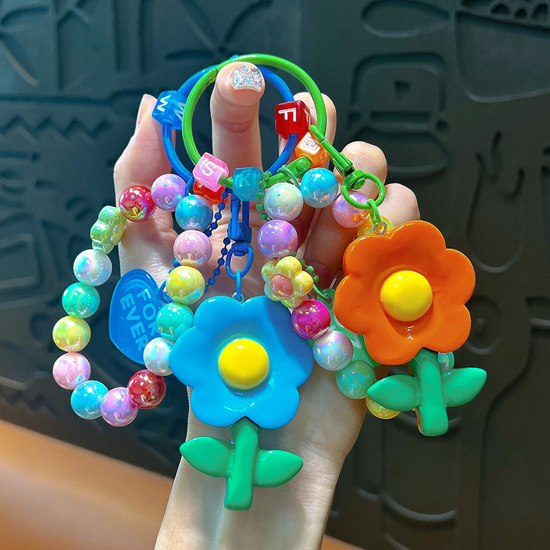 Flor de resina creativa colgante de llavero colgante colorido beaded pulsera mochila colgante decoración regalos pequeños regalos al por mayor
