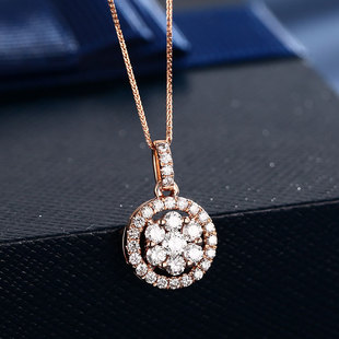 18K Gold Diamond Necklace Rose Gold Pendant Women's Clavicle Chain Gold Chain with Chain with Certificate Wholesale