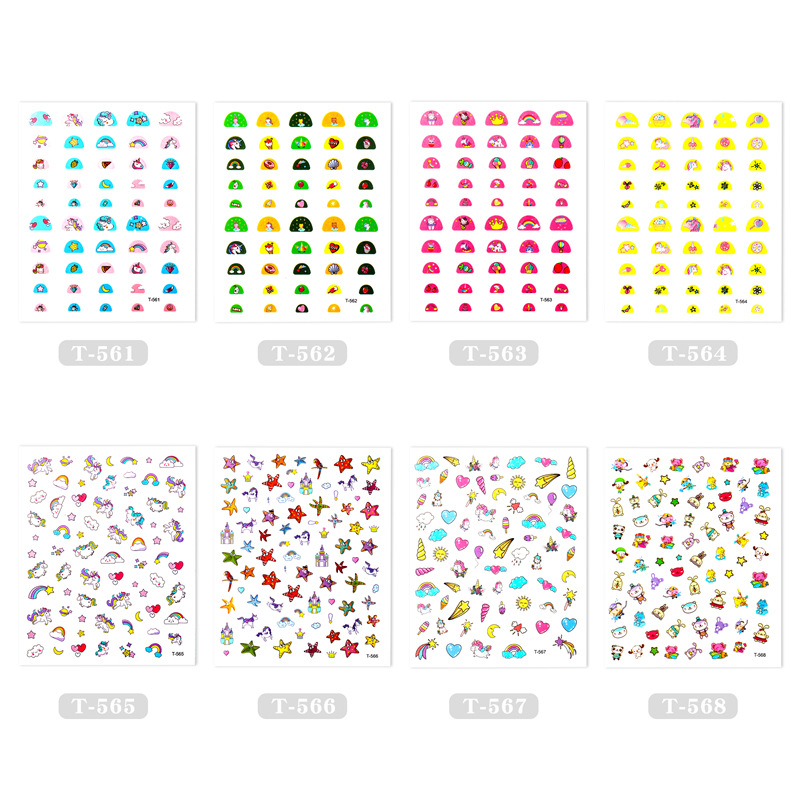 Pegatinas de uñas transfronterizas para niños traje unicornio Arco Iris caramelo estrella pegatinas de uñas para niños