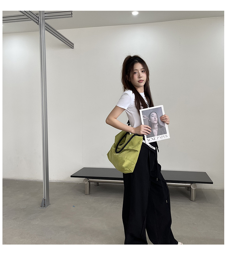Casual bag women's trendy Oxford fabric large capacity single shoulder large bag wide shoulder strap simple woven tote bag_voghion.com