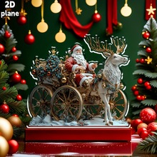 跨境新品创意冬季圣诞老人2D亚克力摆件节日家居装饰品礼品摆件