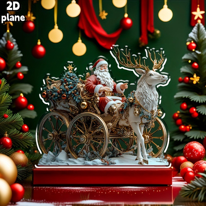 跨境新品创意冬季圣诞老人2D亚克力摆件节日家居装饰品礼品摆件