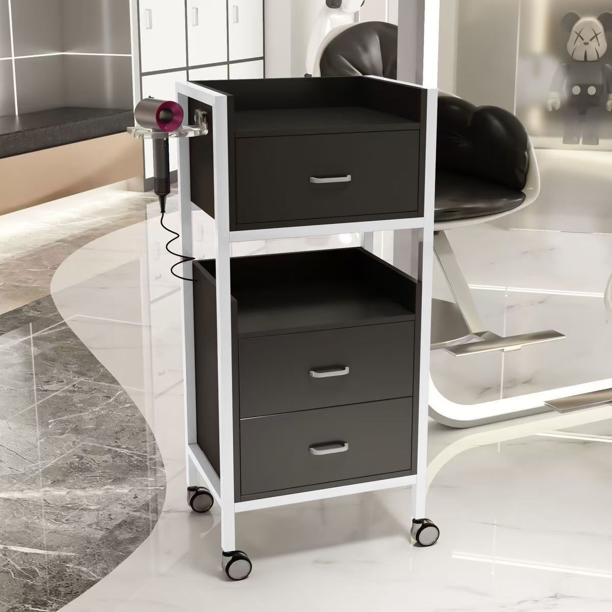 Nuevo gabinete de herramientas de peluquería de alta calidad gabinete de herramientas de salón de peluquería carro sin instalación móvil gabinete de herramientas de peluquería de madera sólida