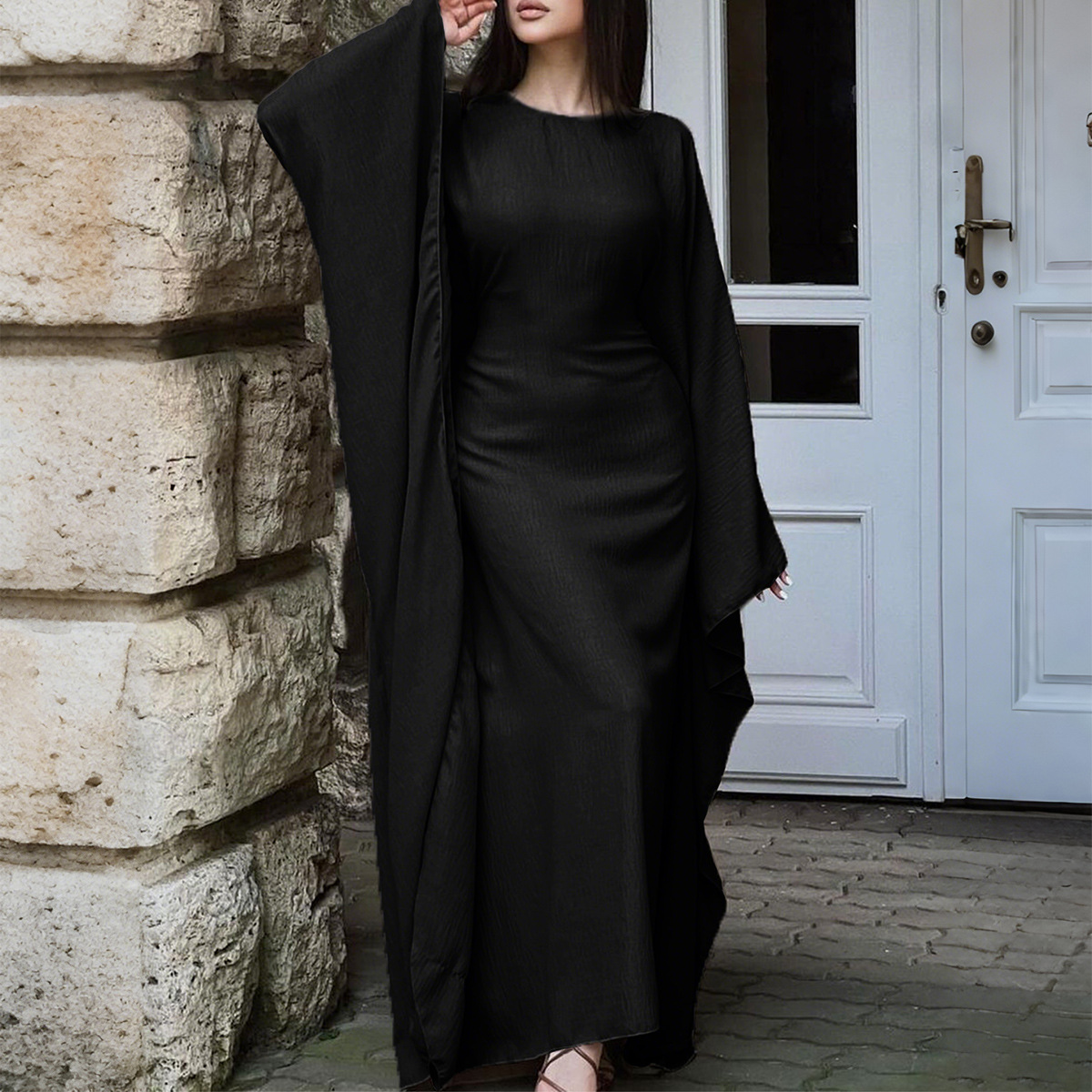Women's Elegant Long-Sleeve Solid Color Dress