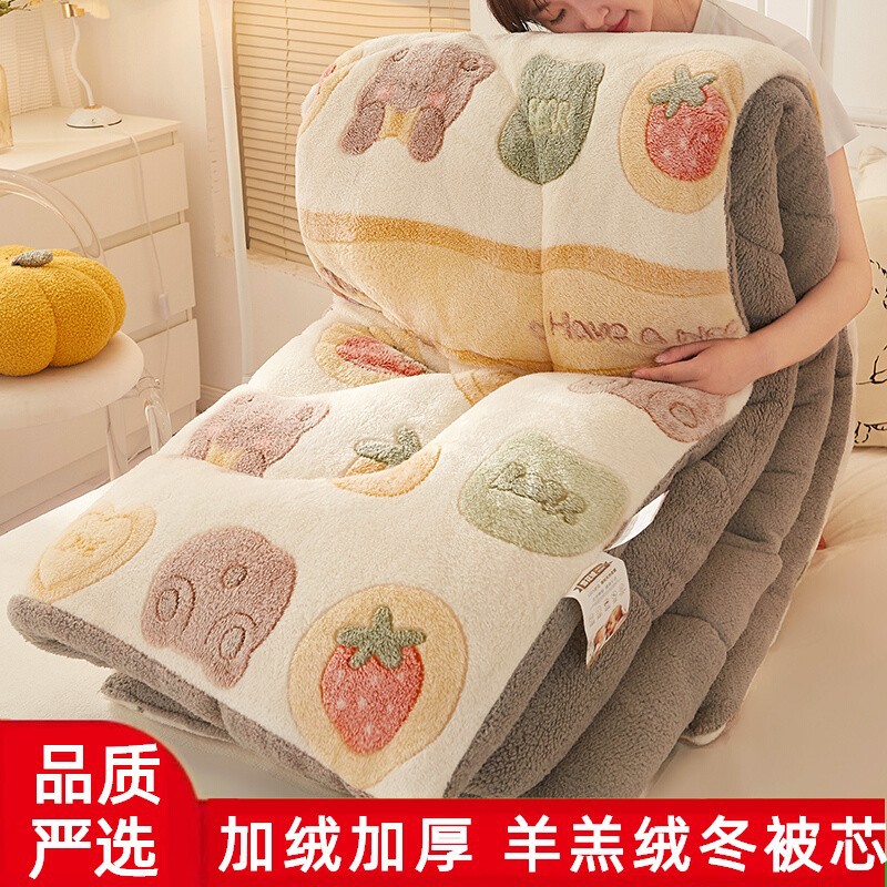 Double-Sided Lamb Velvet Quilt Thickened Warm Snowflake Velvet Student Dormitory Quilt Core Single Winter Quilt Cross-Border Foreign Trade
