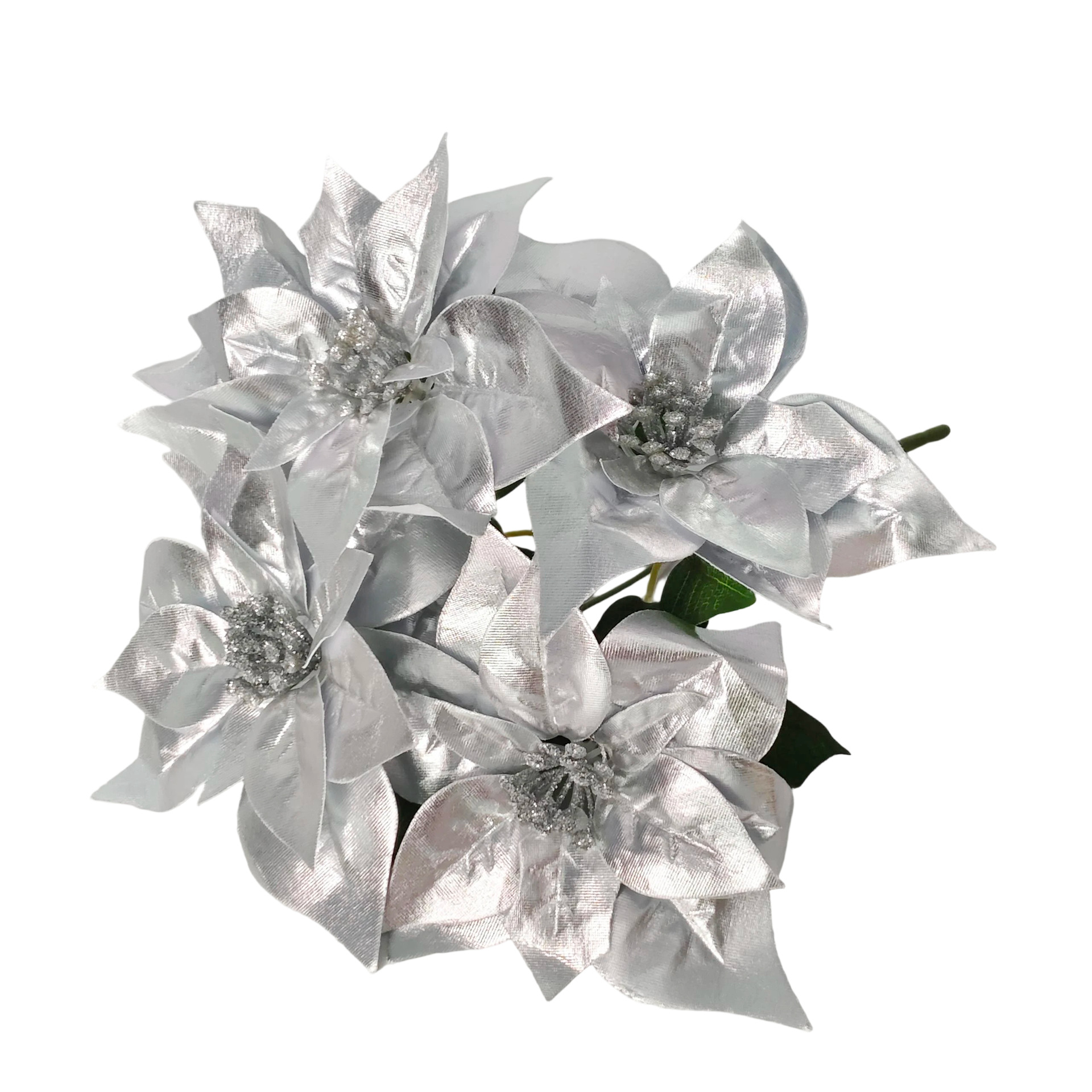 Nuevos productos transfronterizos flores de Navidad artificiales simulación de flores falsas de cártamo flor de Navidad decoración floral ramo de polvo de oro