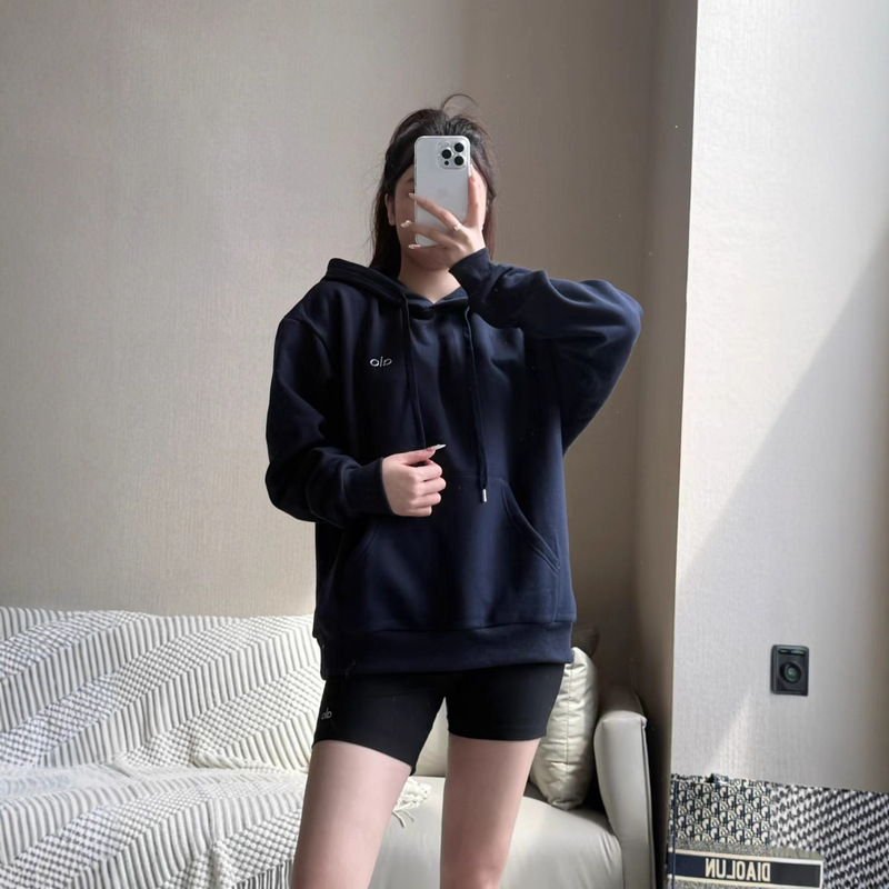 北美alo金智秀Jisoo同款男女连帽衣运动立体标宽松口袋秋休闲卫衣|undefined