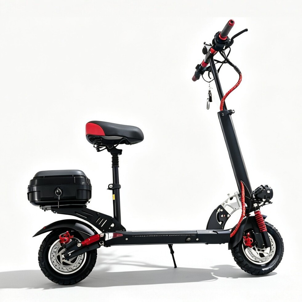 New electric scooter, foldable, with a seat, double-seat design, shock-absorbing wide tires, lithium battery, two-wheeled mobility scooter, and assistive vehicle