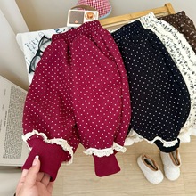 女童秋季洋气森系碎花波点百搭休闲裤韩版宽松2025新款复古裤子潮