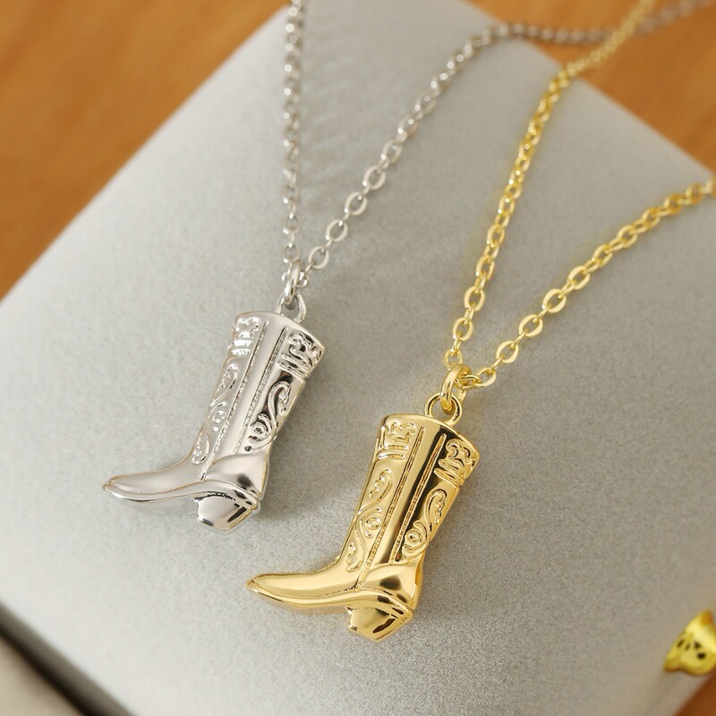 Cross-Border Hot Selling Fashion New Necklace Personalized Boots Trendy Hip-Hop Pendant Retro Cowboy High Heels Clavicle Chain