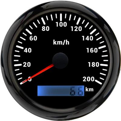 Car Pulse Speedometer 85mm Odometer Code Meter Km/H with Multi-Color Light 12V24V Without Gps Module (automobile instrument) - black-frame-black-bottom-200kmh