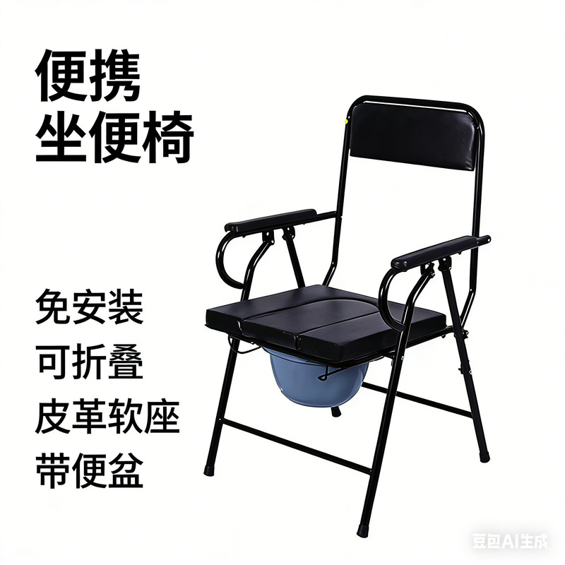 Elderly Toilet Chair, Pregnant Woman Toilet, Disabled Person Mobile Toilet Chair Stool, Adult Household Foldableable Toilet Chair