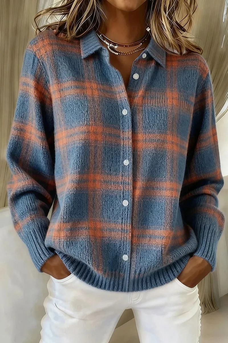 Europa y Estados Unidos transfronterizos Amazon estación independiente de mujer caudal relajado caño invierno cuadrado camisa de cuello largo suéter cardigan