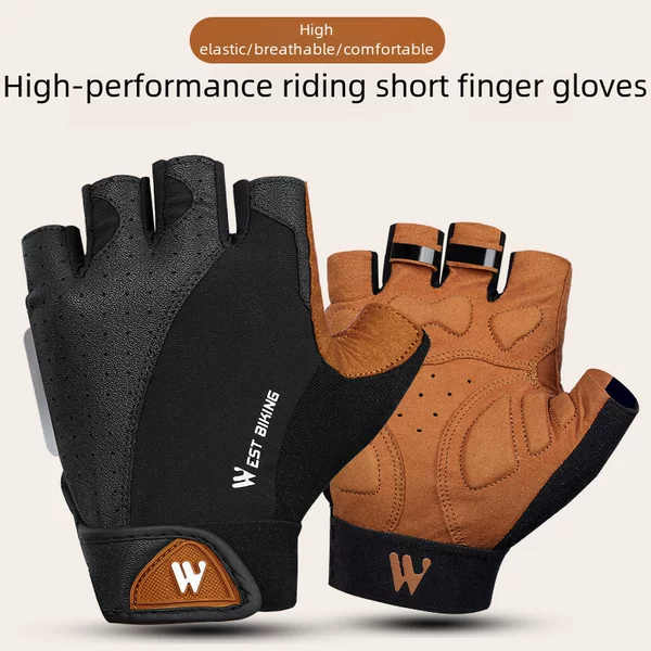 Western Rider Riding Gloves Half-Finger Bicycle Motorcycle Bicycle Short-Finger Riding Gloves Shock-Absorbing Anti-Slip Equipment