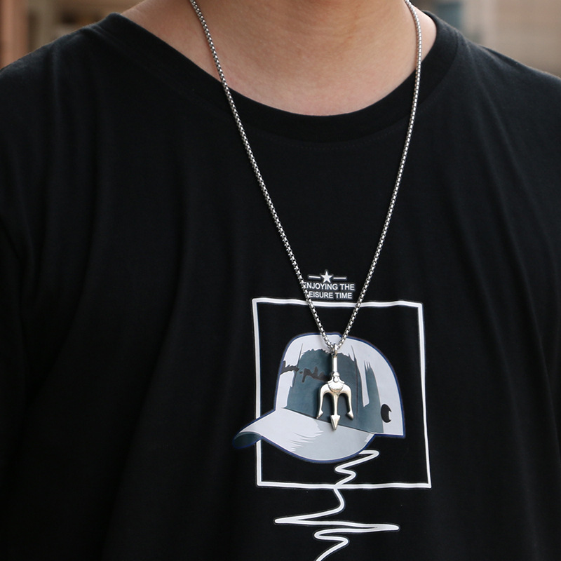 Ins Fashion Internet Celebrity Veelzijdige Sea King Trident Ketting Gepersonaliseerde Hip Hop Harpoen Hanger Man Vrouw Koppels Mode Accessoires_voghion.com