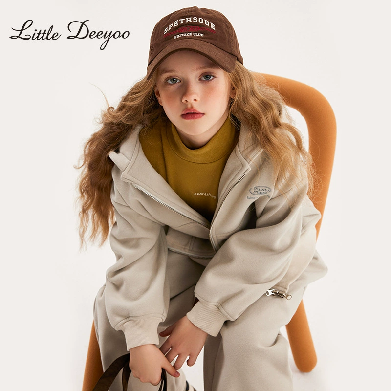 小叮尤尤 Demi-season sports suit, children's set, increased thickness, for teenagers