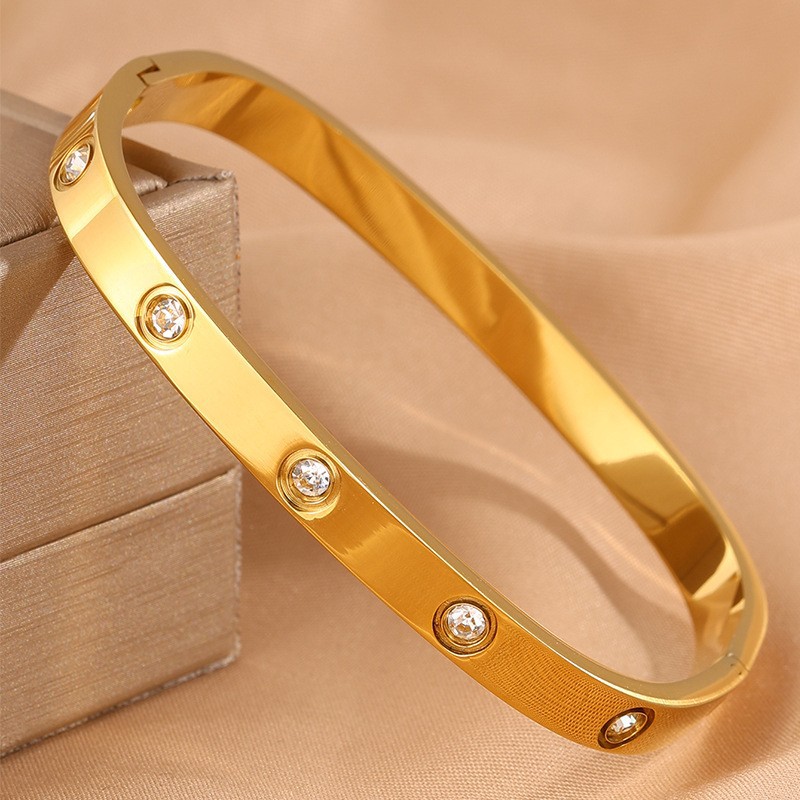 【150】Gold square ten diamond bracelet