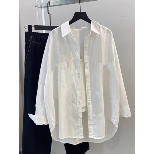 A niche retro loose early spring versatile minimalist cotton casual temperament stylish design long-sleeved shirt