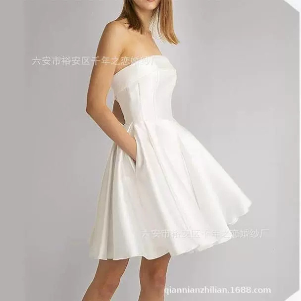 Birthday Party Tube Top Dress 2025 New Sleeveless Waist Slimming Look Dress Host Short Elegant Dress Birthday Party Tube Top Dress 2025 New Sleeveless Waist Slimming Look Dress Host Short Elegant Dress