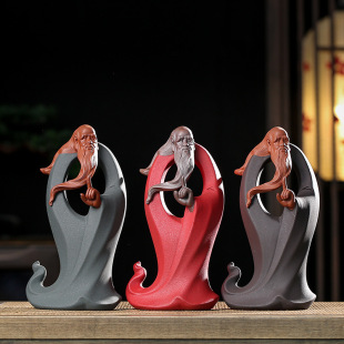 Zen Tea Pet Ornaments, Laozi Statue Ornaments, Ceramic Character Club Soft Decorations, Living Room Bookcase Decorations