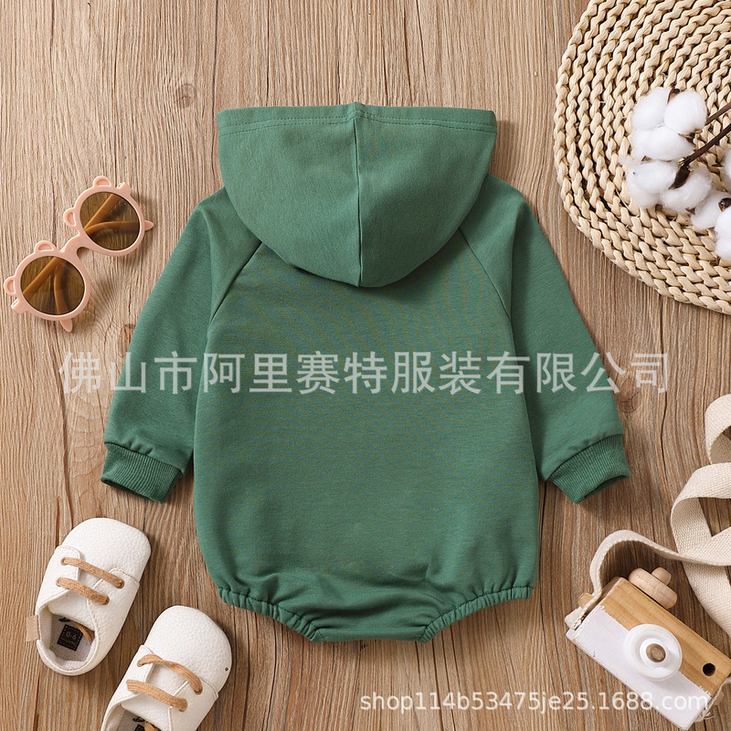 跨境婴幼儿中性男女婴童多色戴帽长袖时尚三角哈衣AL090a|undefined