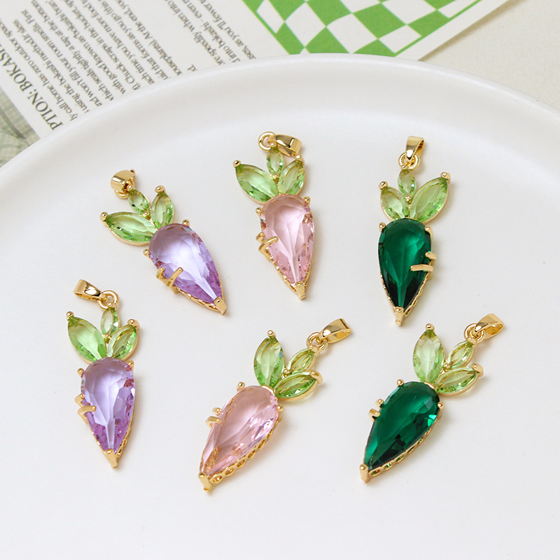 4g Weight Pendant Jewelry Making Type DIY Ornament Accessories Classification 1 Piece Quantity Copper Material Rabbit, Carrot Pattern All Seasons Season Plating Design Cartoon Style Style 1 Piece Copper Rabbit Carrot Pendant 3